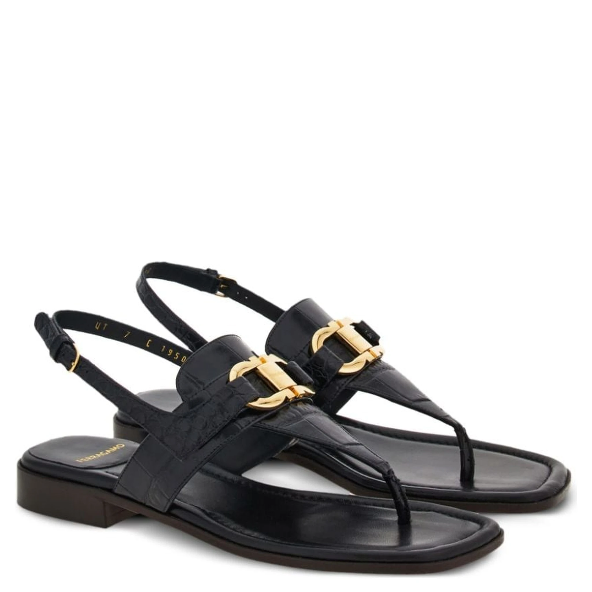 Gancini-buckle leather sandals