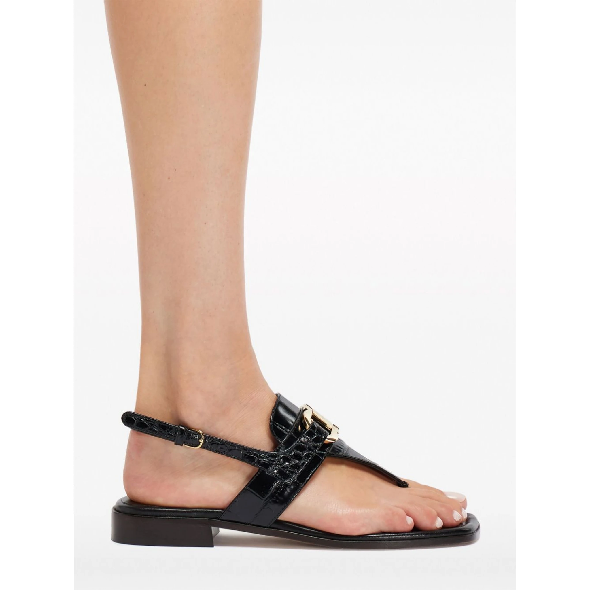 Gancini-buckle leather sandals