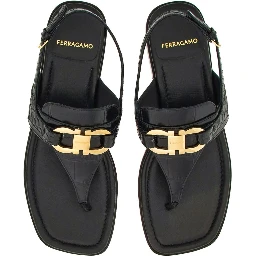 Gancini-buckle leather sandals