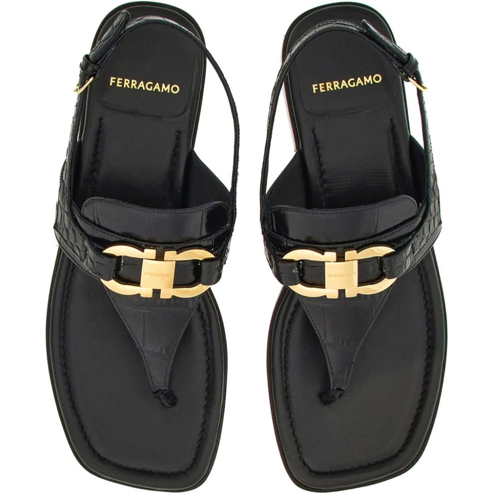 Gancini-buckle leather sandals