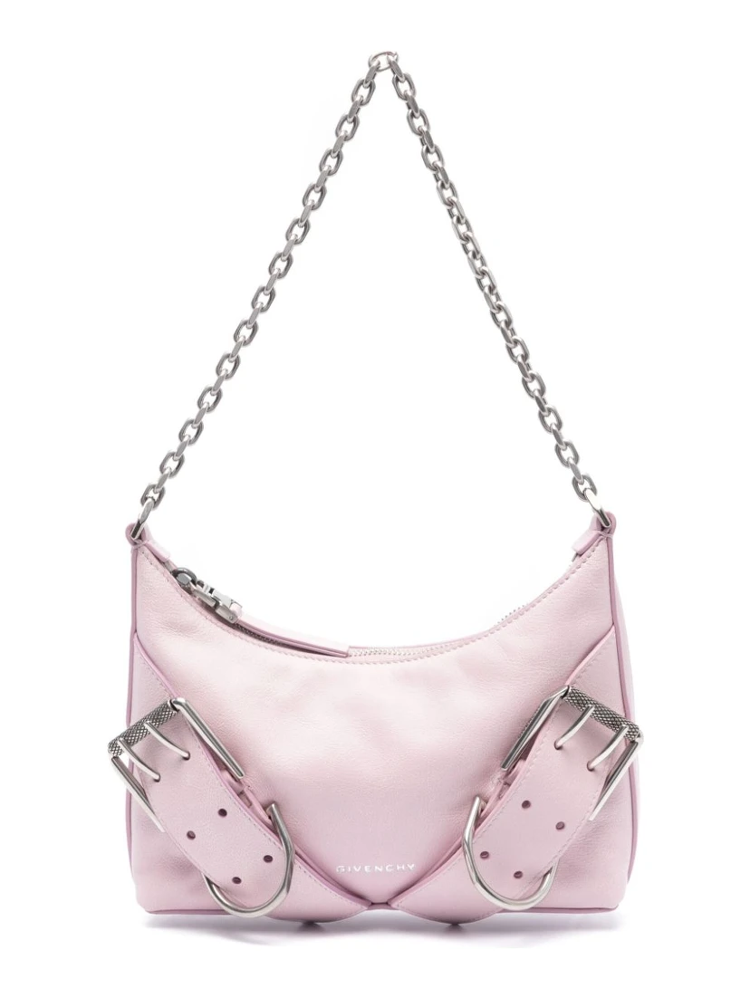 Leather Shoulder Bag Chain-link Strap In Pink
