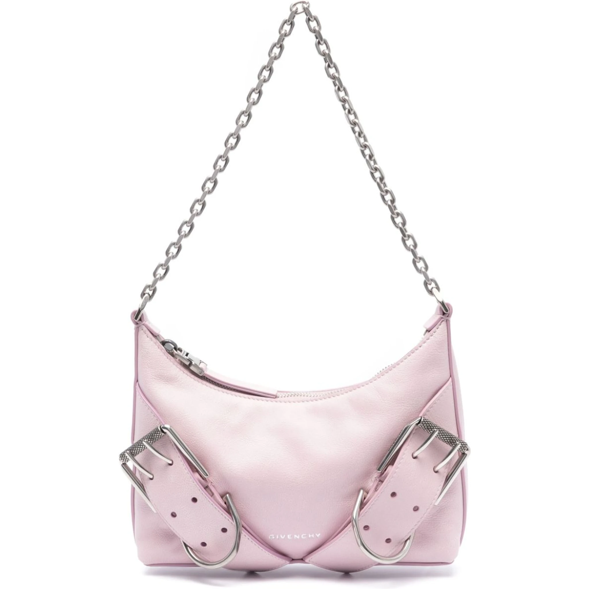 Leather Shoulder Bag Chain-link Strap In Pink