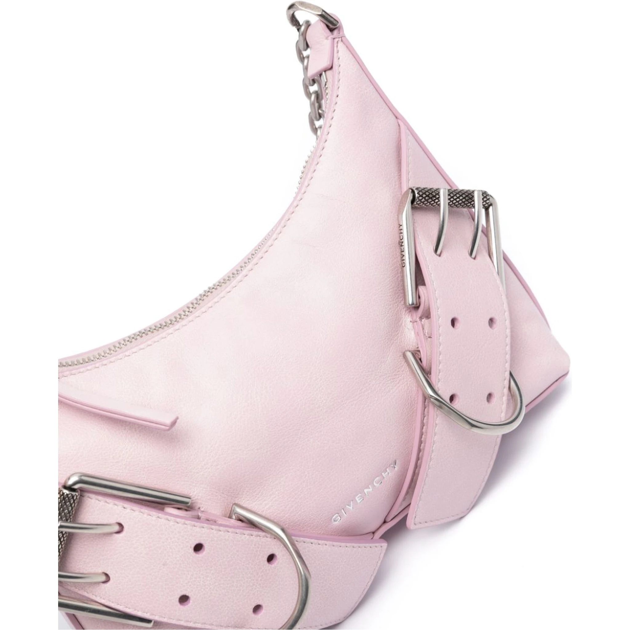 Leather Shoulder Bag Chain-link Strap In Pink