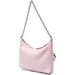 Leather Shoulder Bag Chain-link Strap In Pink