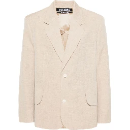 Titolo Linen And Wool Single-breasted Blazer In Beige