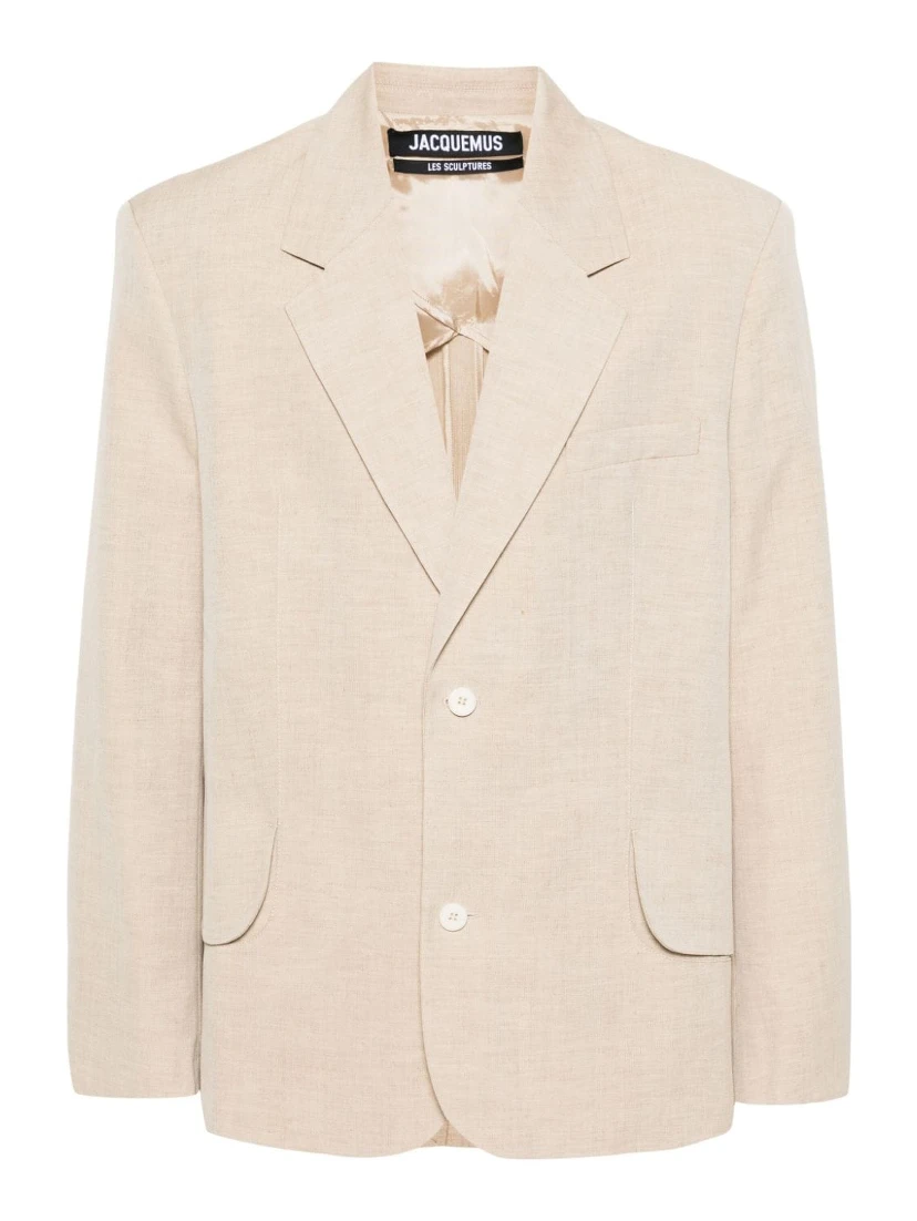 Titolo Linen And Wool Single-breasted Blazer In Beige