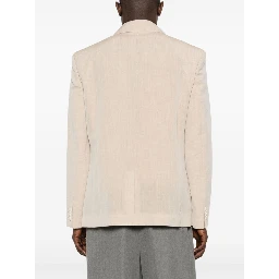 Titolo Linen And Wool Single-breasted Blazer In Beige