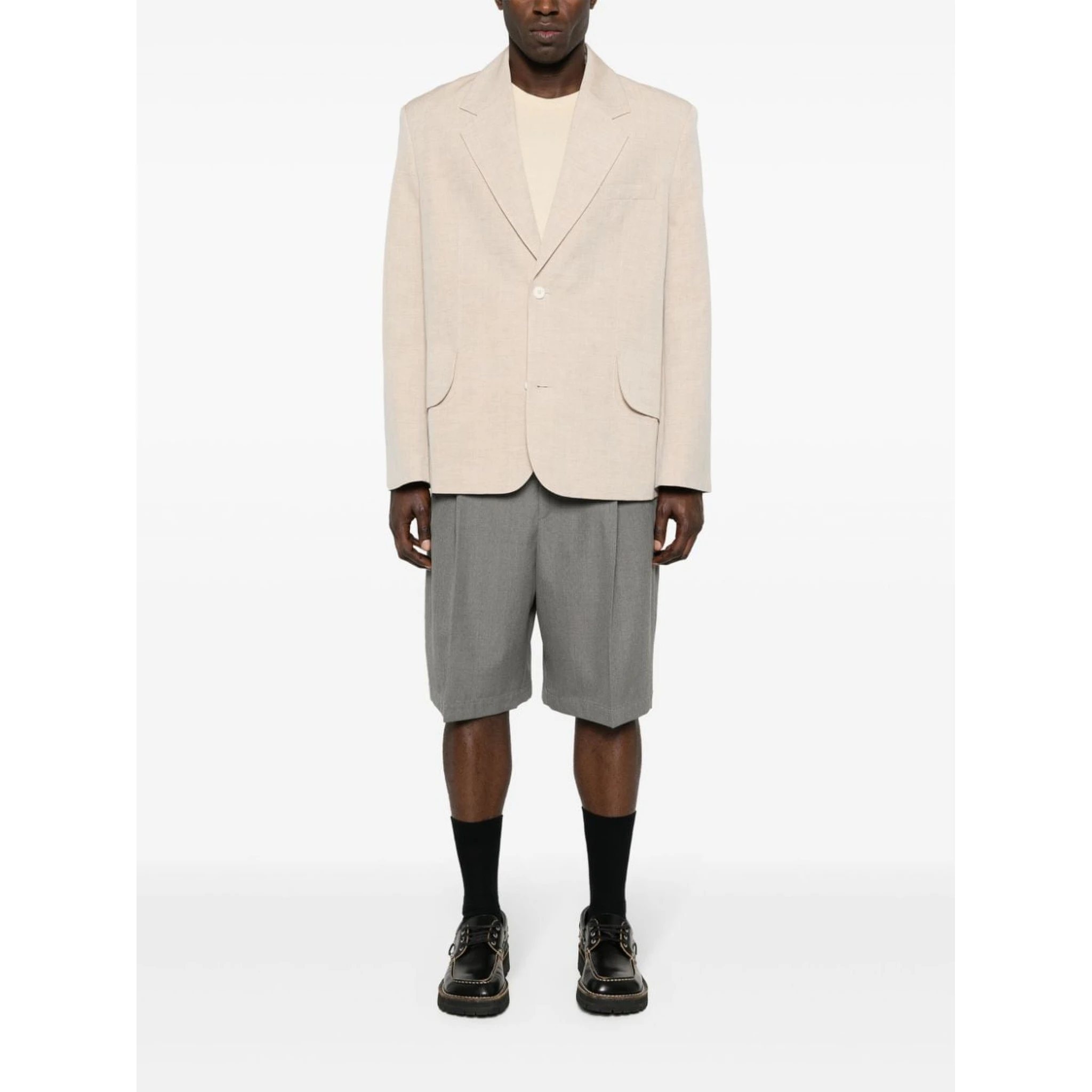 Titolo Linen And Wool Single-breasted Blazer In Beige