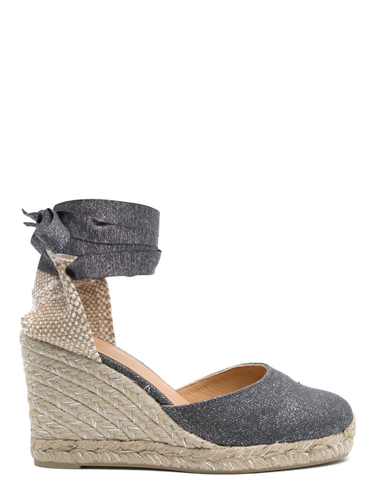 Castañer Lurex Carina Wedge Espadrilles In Grey