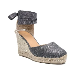 Castañer Lurex Carina Wedge Espadrilles In Grey