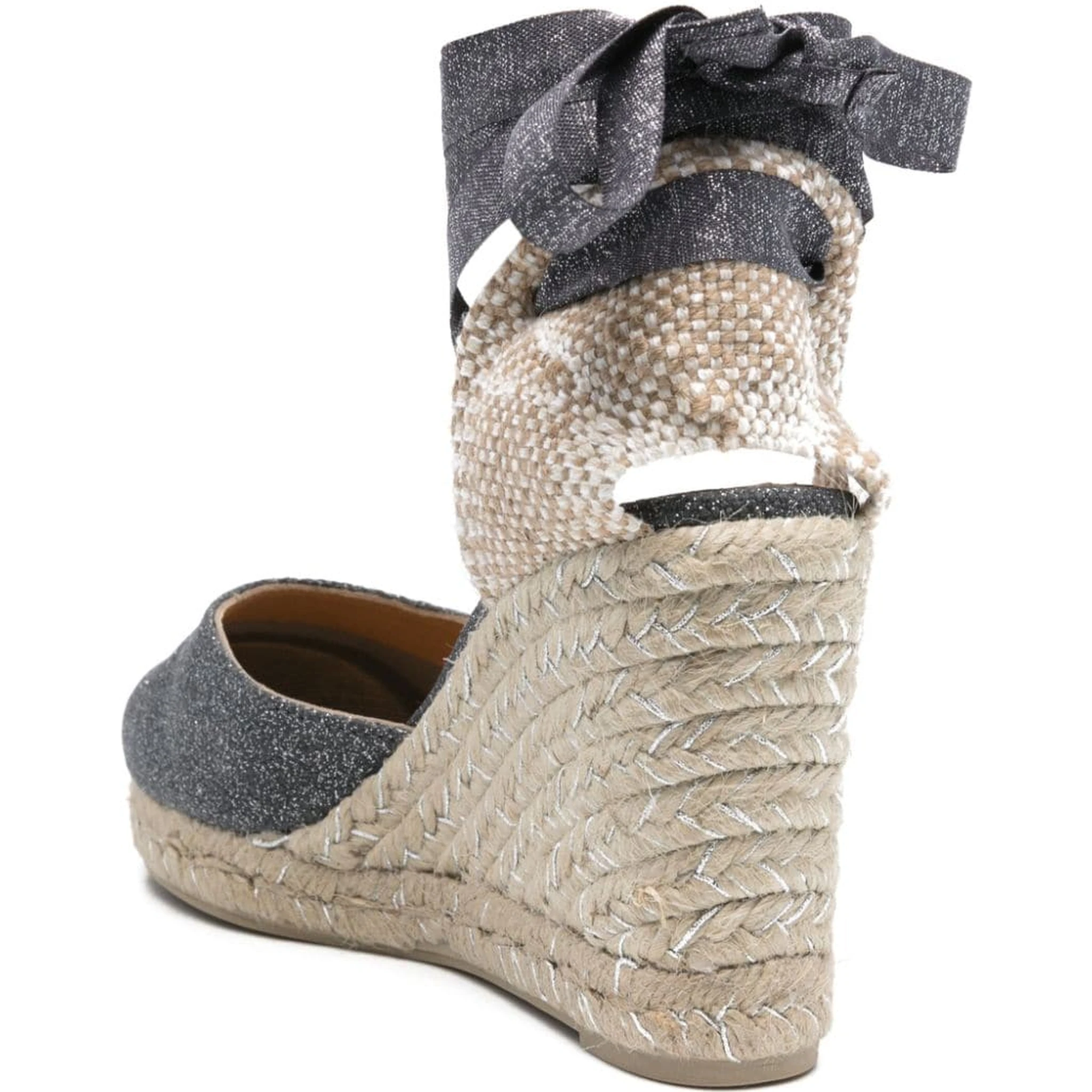 Castañer Lurex Carina Wedge Espadrilles In Grey