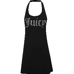 Logo Halter Mini Dress In Black