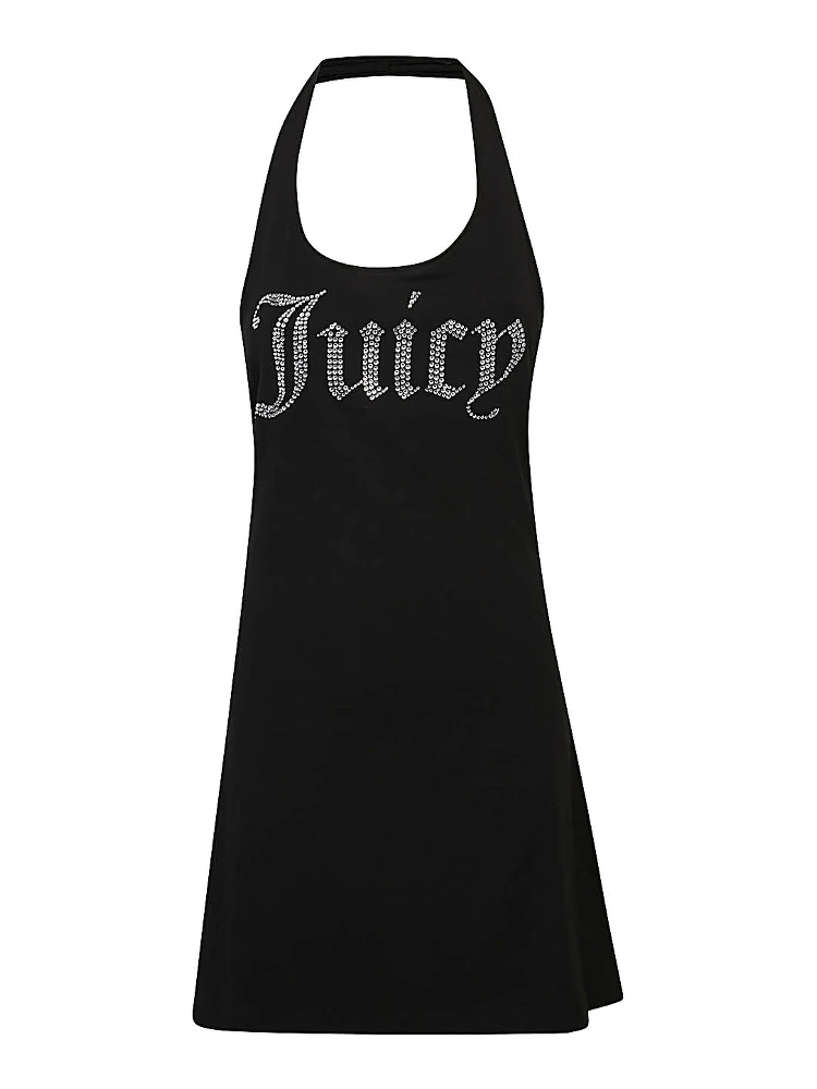 Logo Halter Mini Dress In Black