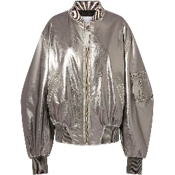 Anja metallic leather bomber jacket