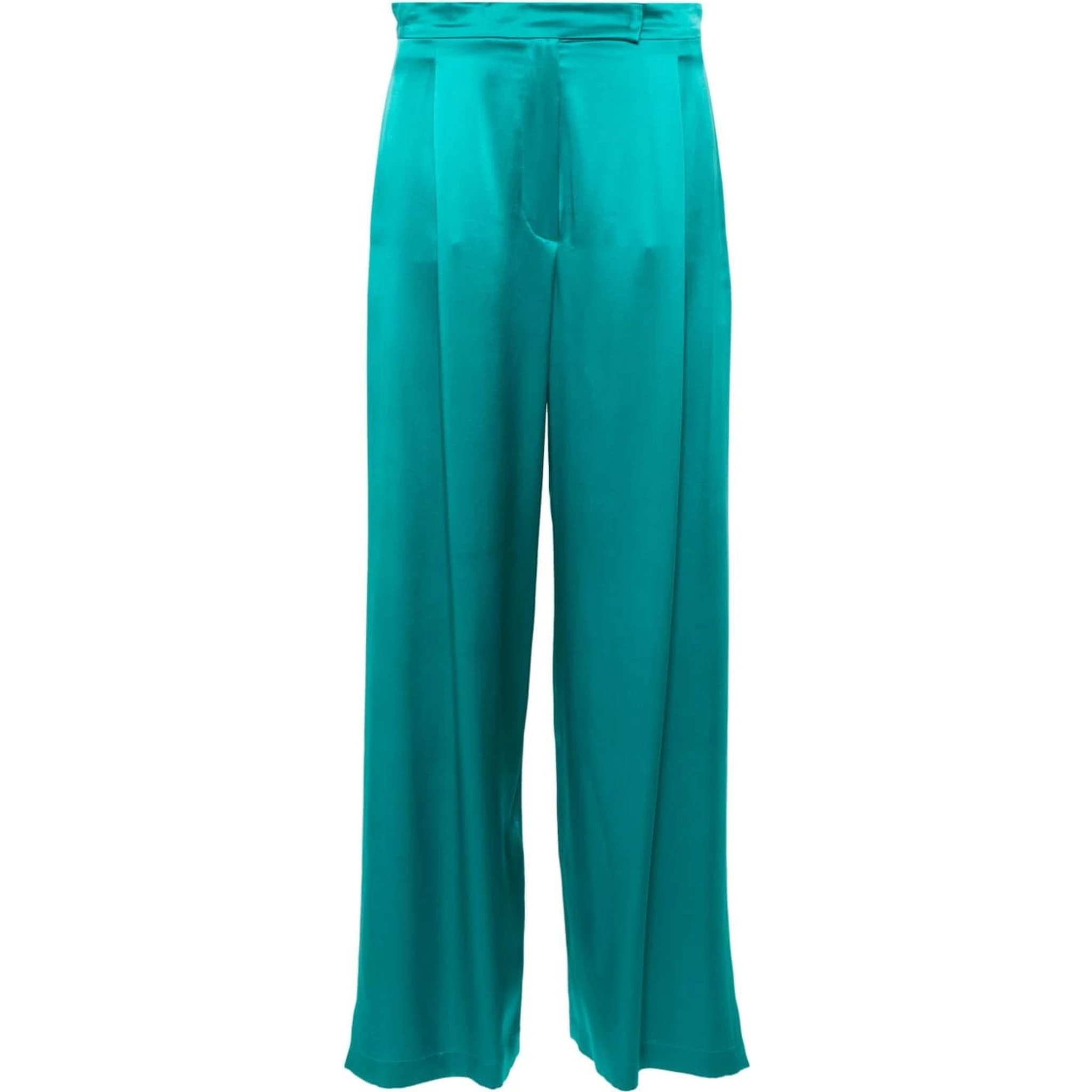 Wide-leg Silk Pants In Green