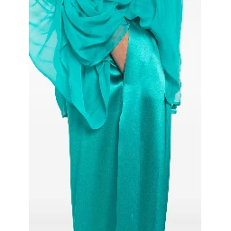 Wide-leg Silk Pants In Green