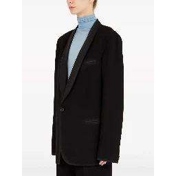 Wool Single-breasted Blazer Jacket In Black