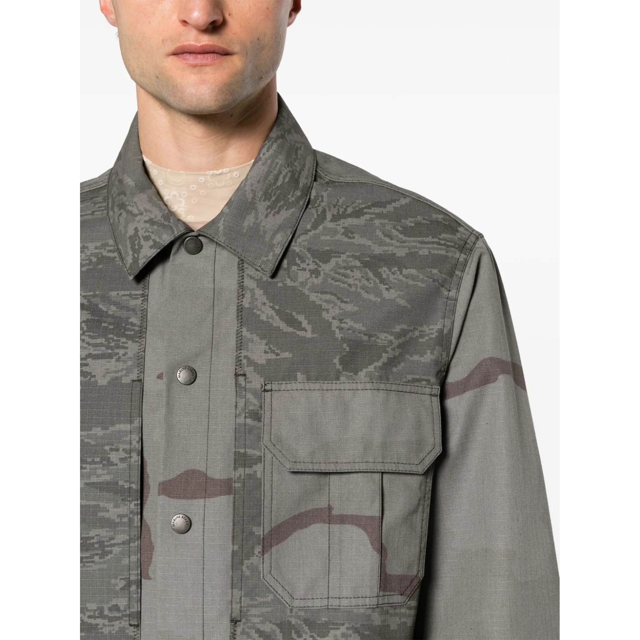 rispstop classic-collar shirt jacket