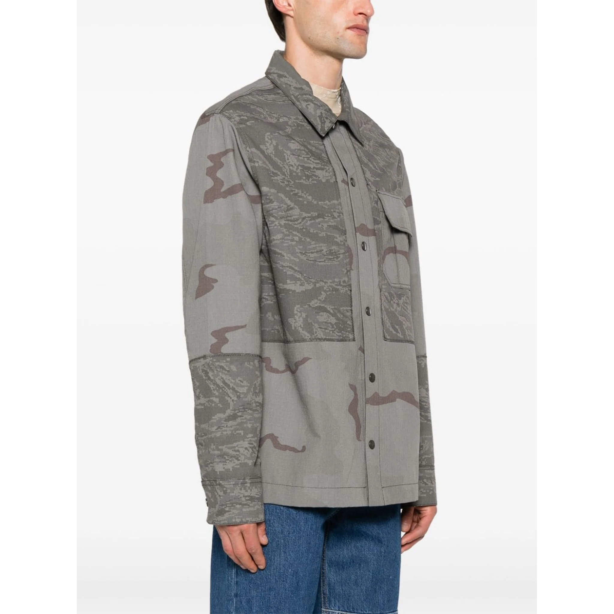 rispstop classic-collar shirt jacket