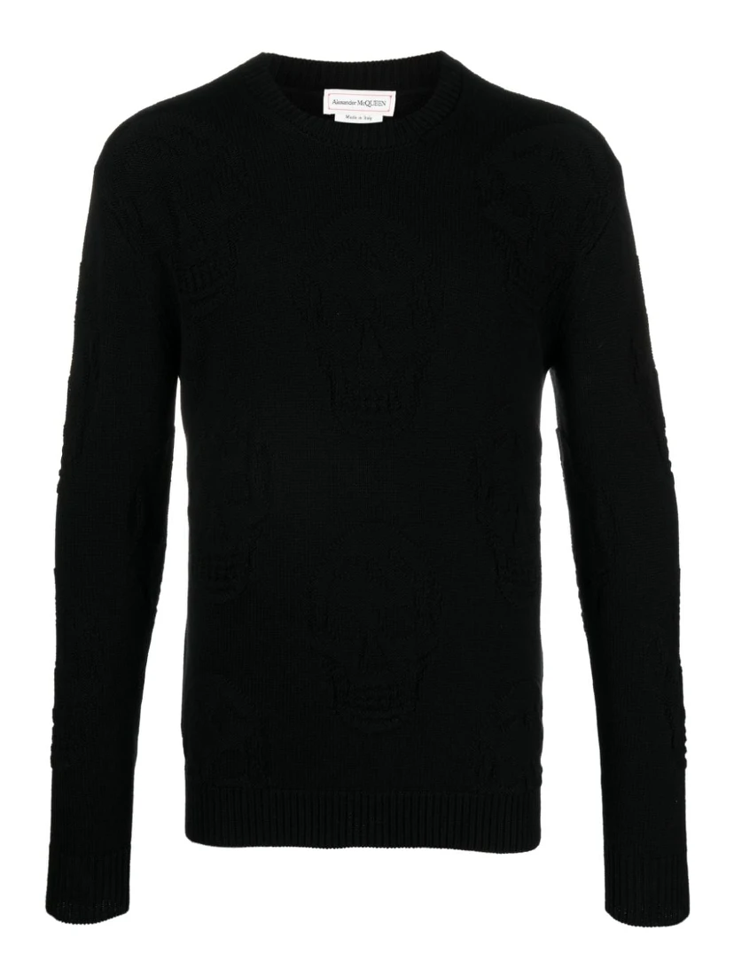 Skull-jacquard cotton jumper
