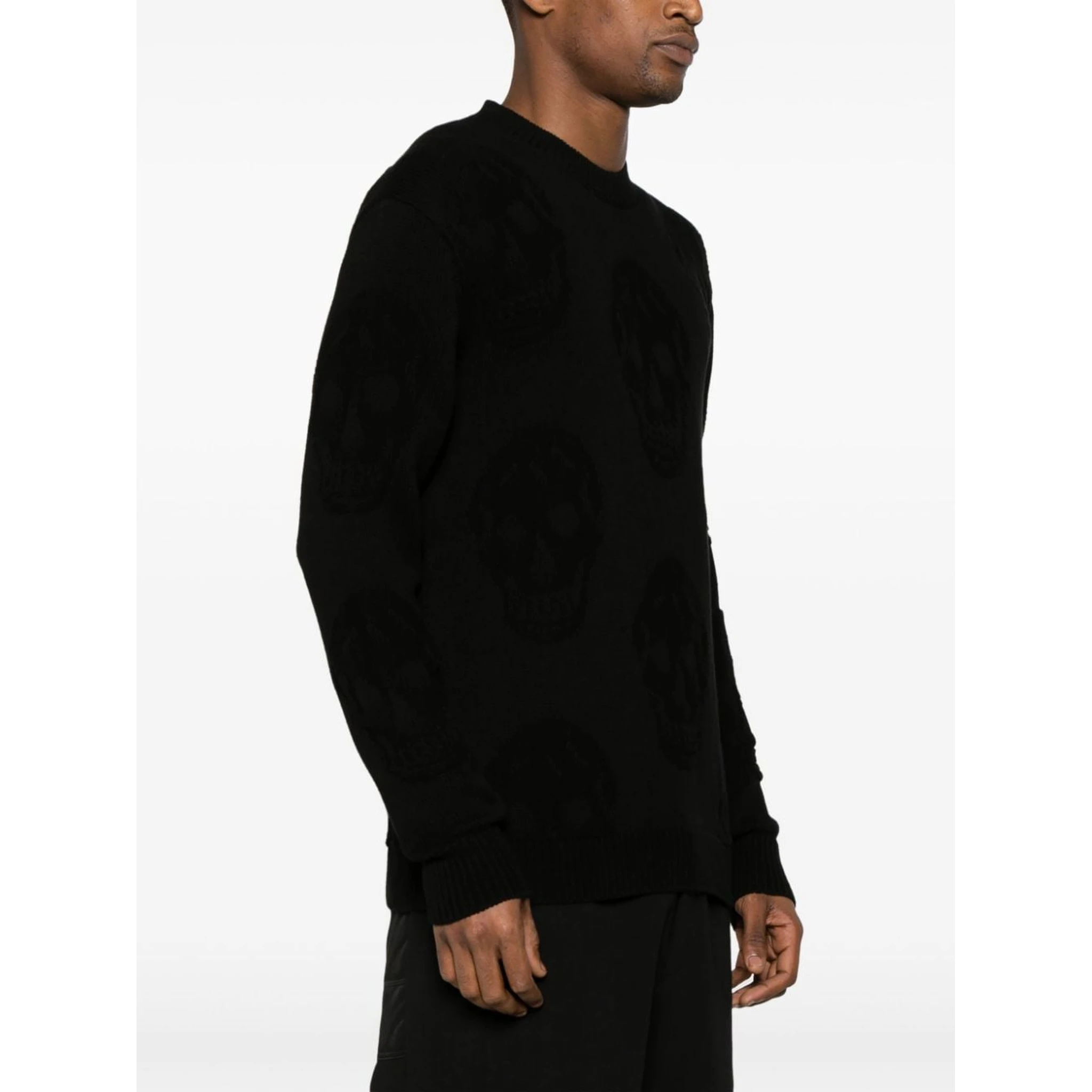 Skull-jacquard cotton jumper