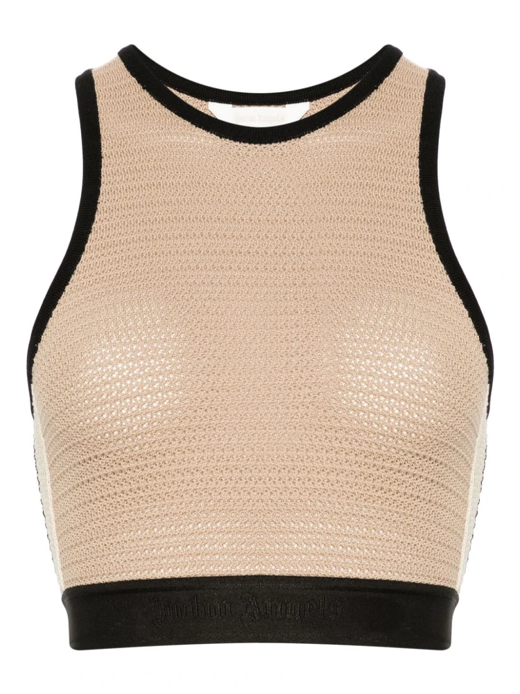logo-tape knitted tank top