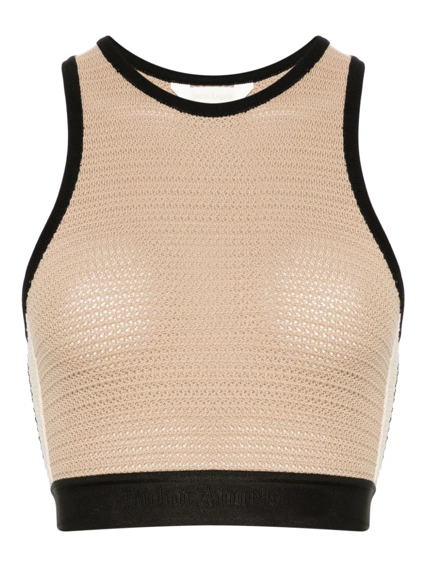 logo-tape knitted tank top