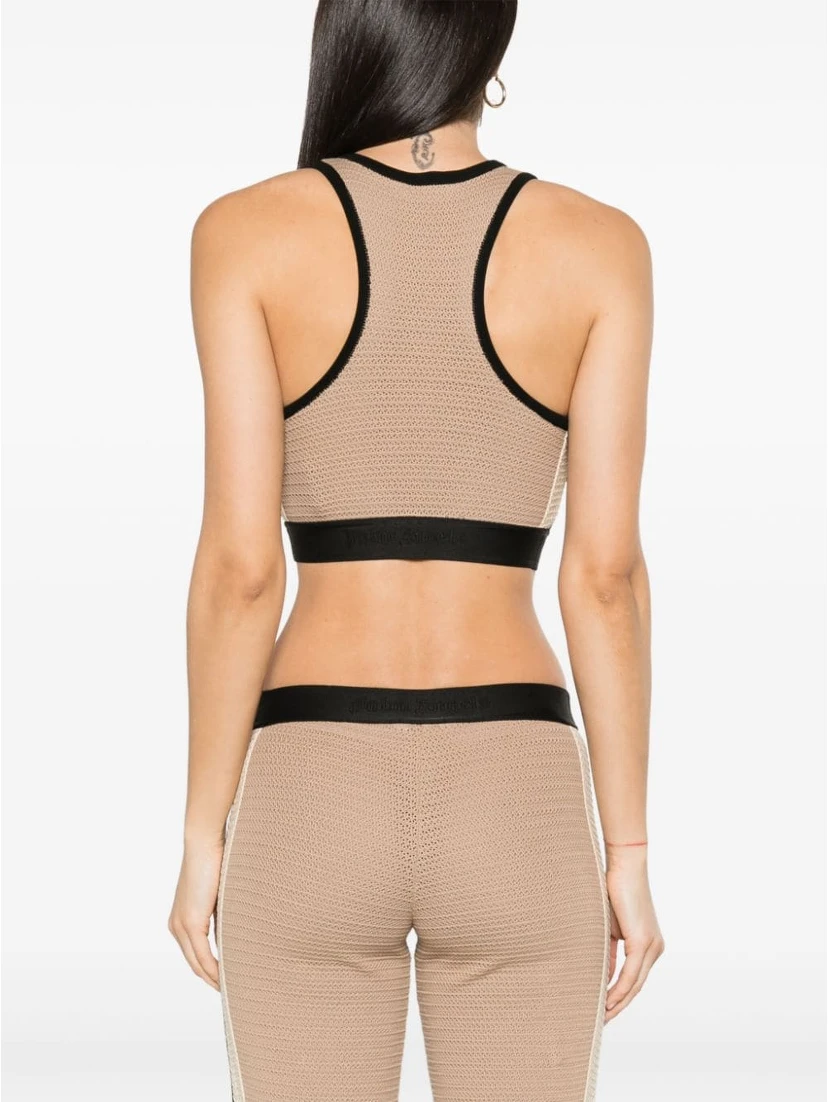 logo-tape knitted tank top