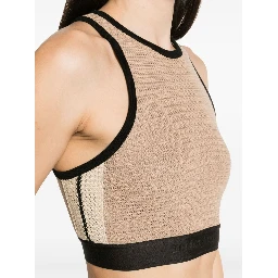 logo-tape knitted tank top