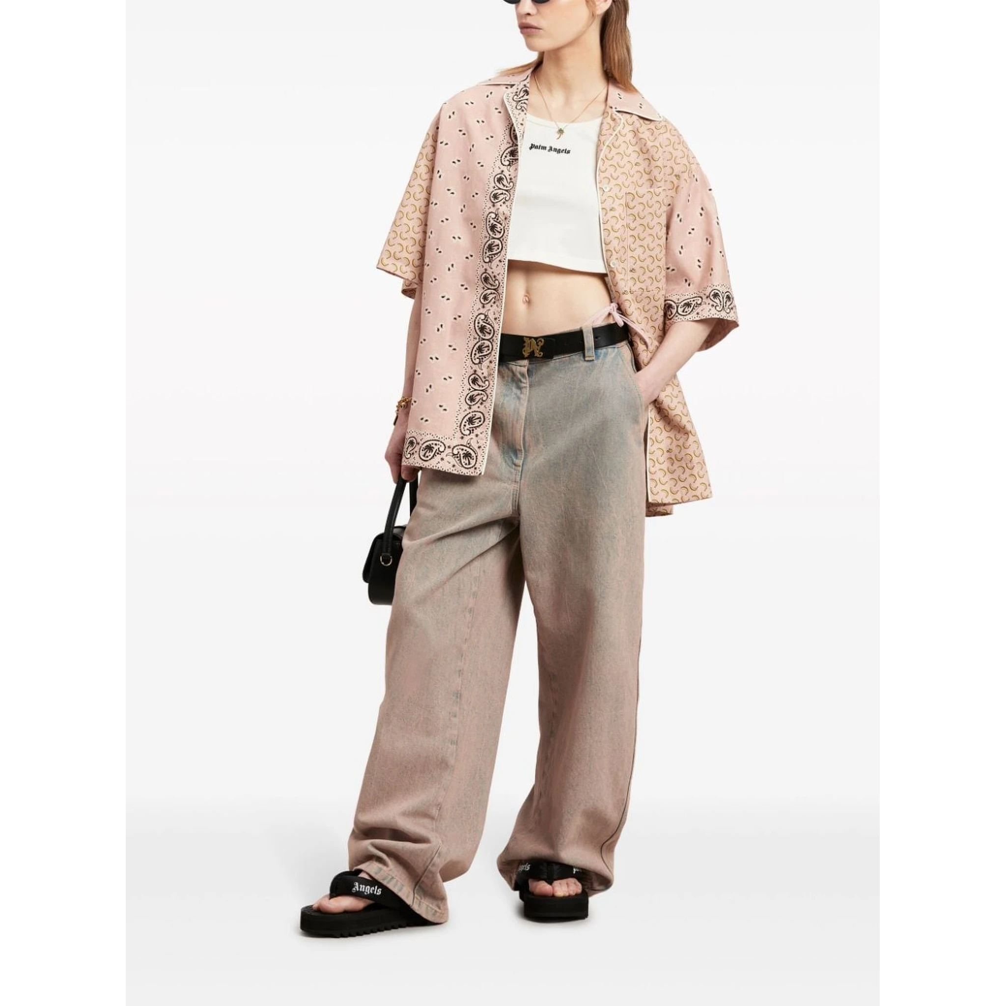 Palm Angels logo-print cotton tank top