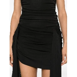 Draped Mini Dress With Side Train