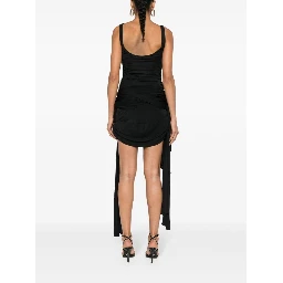 Draped Mini Dress With Side Train