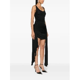 Draped Mini Dress With Side Train