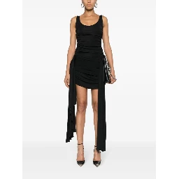 Draped Mini Dress With Side Train