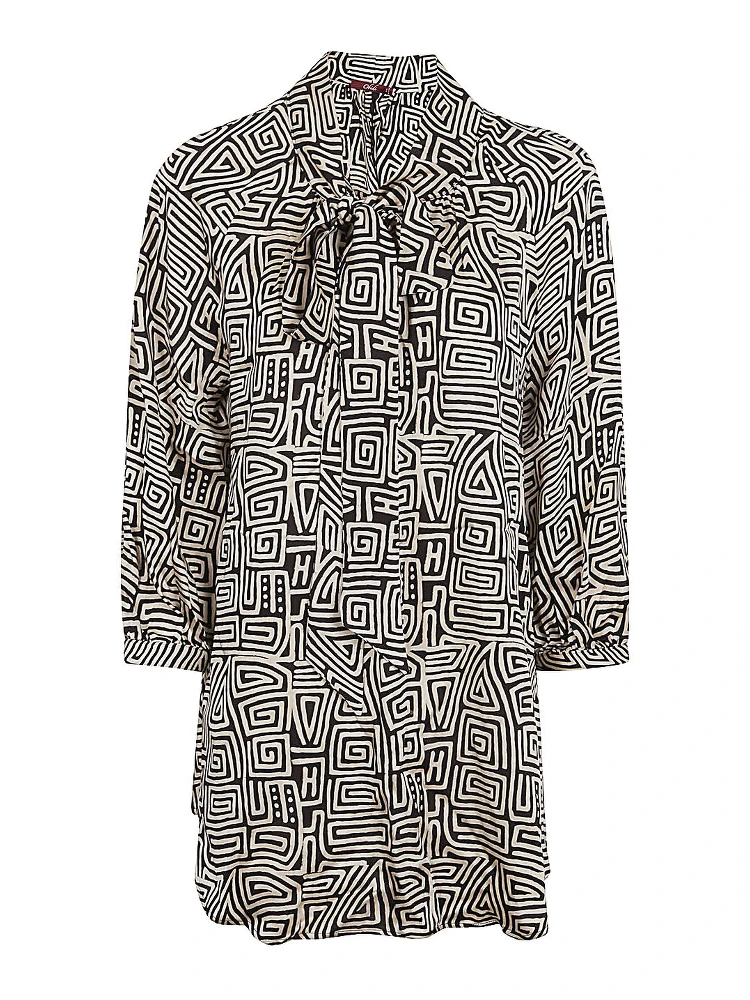 Printed Silk Shirt In Gray