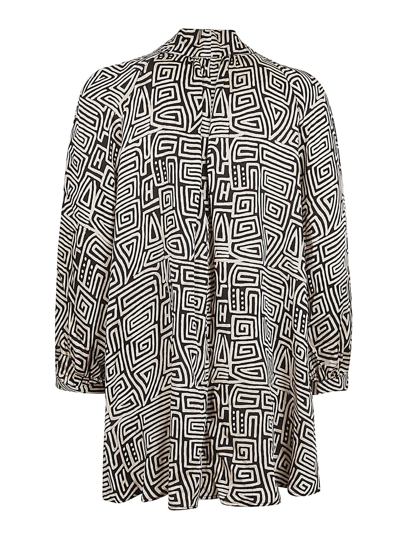 Printed Silk Shirt In Gray