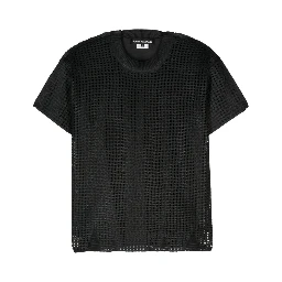 Open-knit Crewneck T-shirt In Black