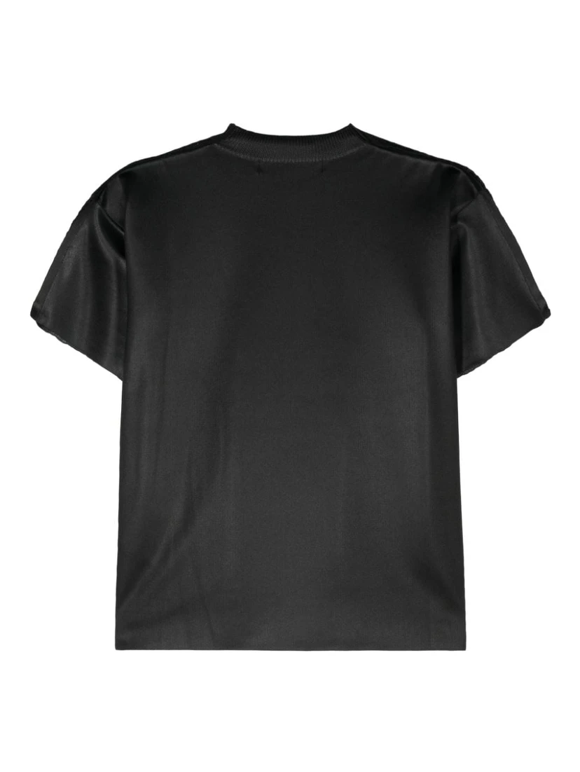 Open-knit Crewneck T-shirt In Black