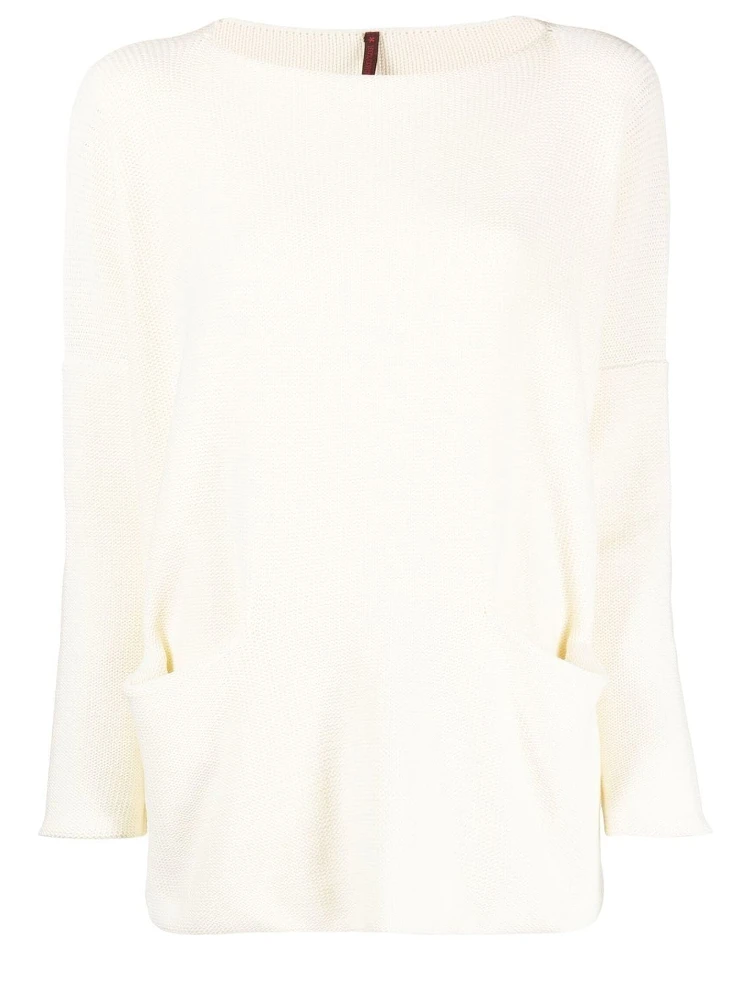 Cotton Boat Neck Sweater In White