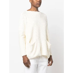 Cotton Boat Neck Sweater In White