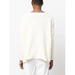 Cotton Boat Neck Sweater In White
