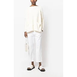 Cotton Boat Neck Sweater In White