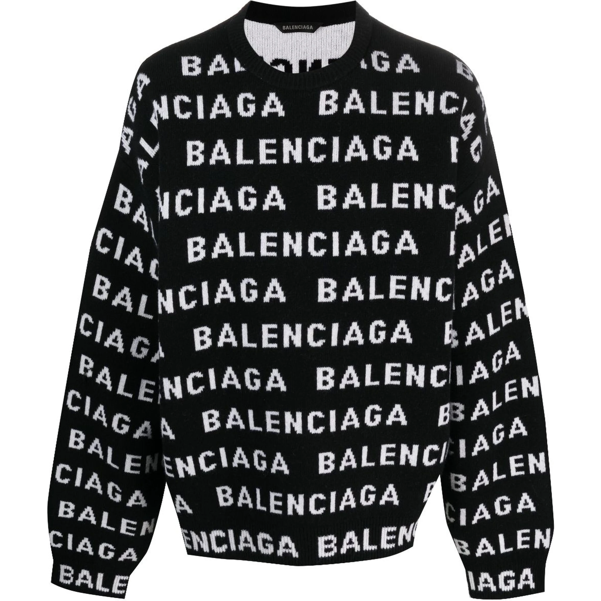 All-over Logo Intarsia Knit Sweater In Black