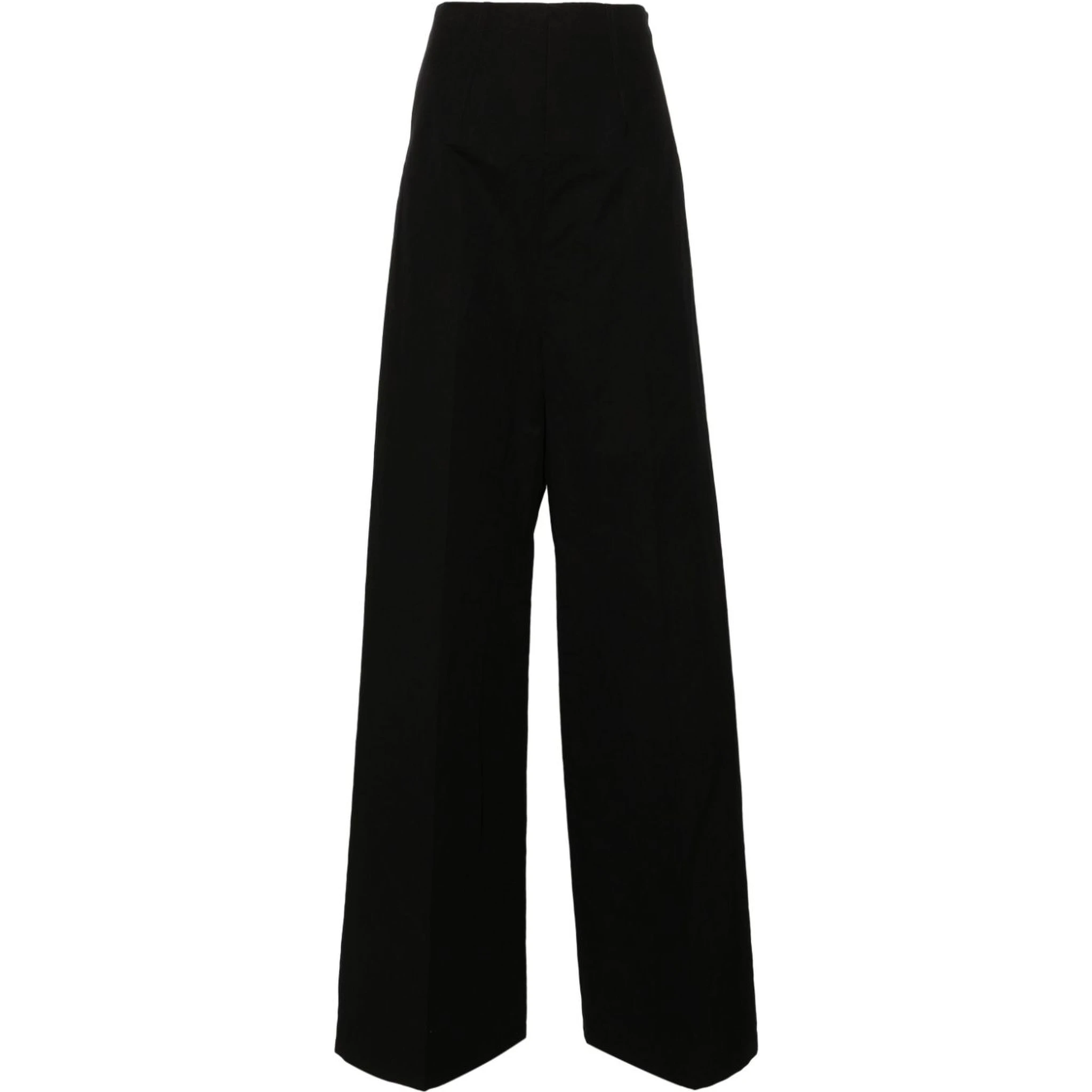 Linen And Cotton Blend Trousers In Black