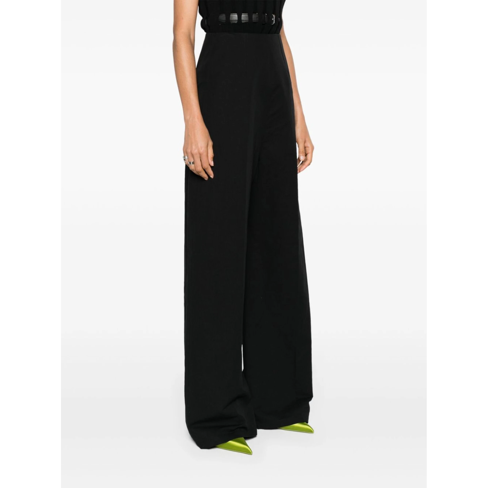 Linen And Cotton Blend Trousers In Black