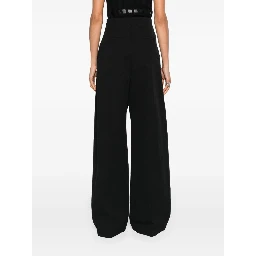 Linen And Cotton Blend Trousers In Black