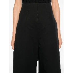 Linen And Cotton Blend Trousers In Black