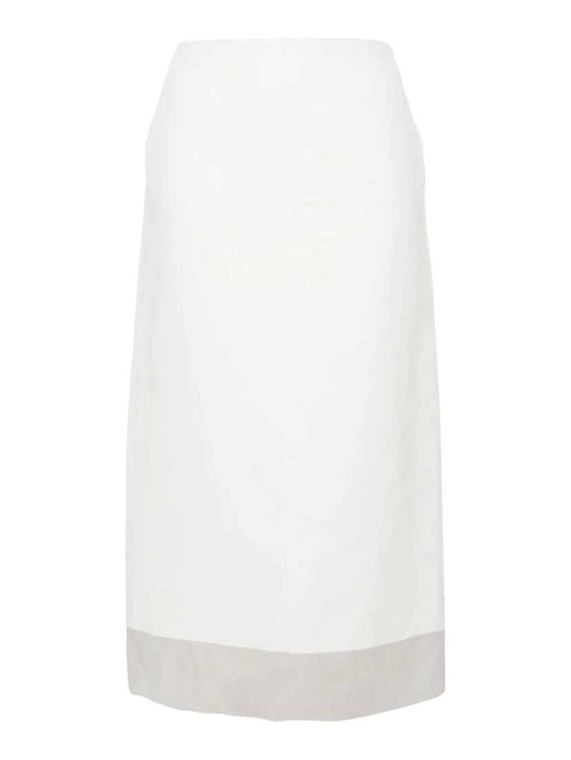 Aceti Double Layer Midi Skirt In White