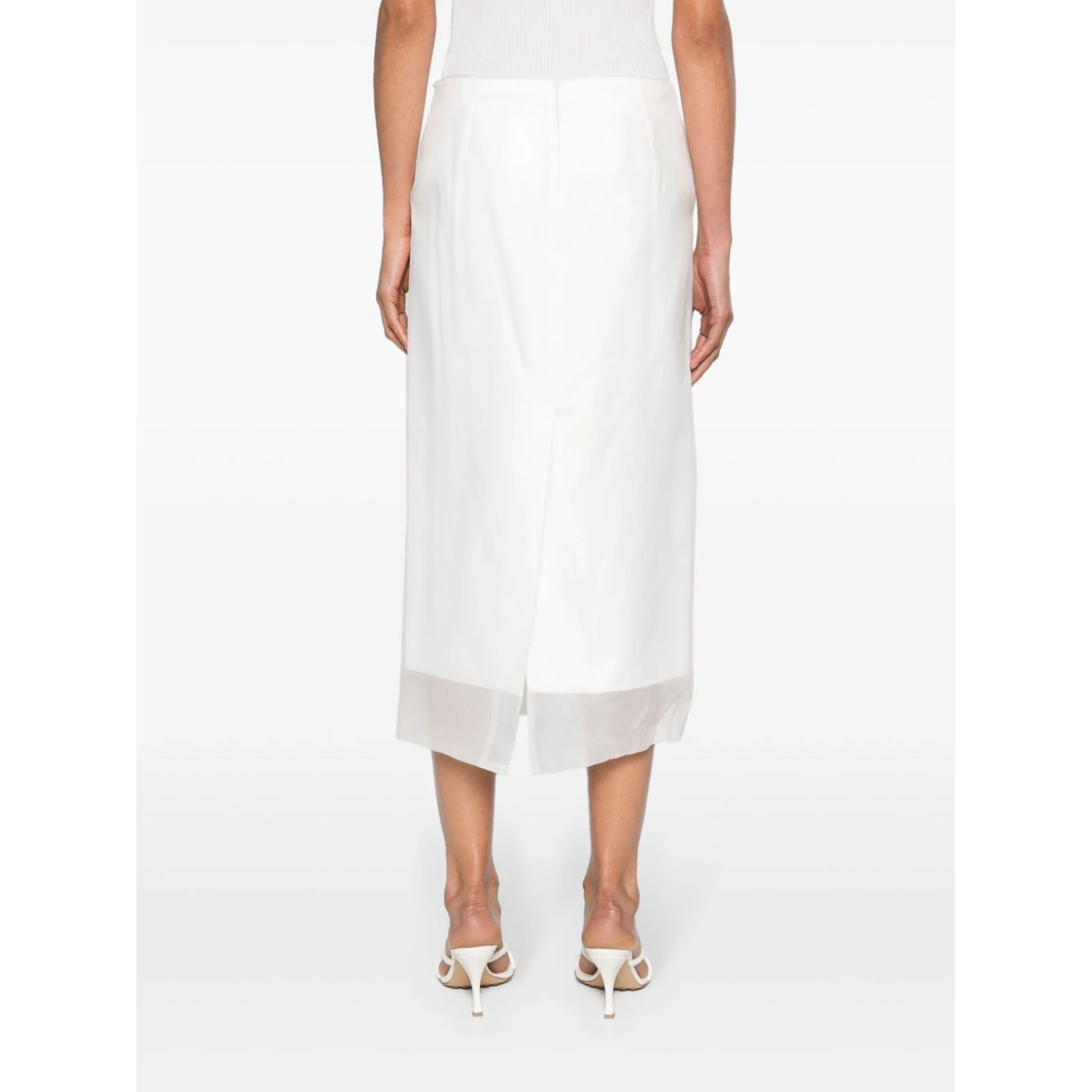Aceti Double Layer Midi Skirt In White