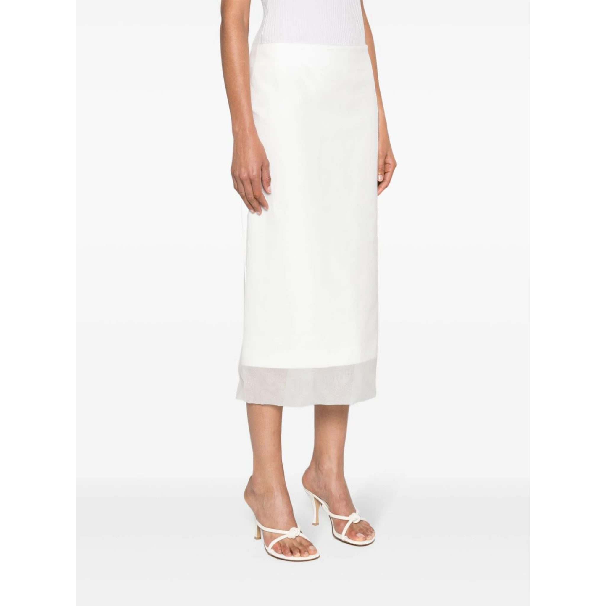 Aceti Double Layer Midi Skirt In White